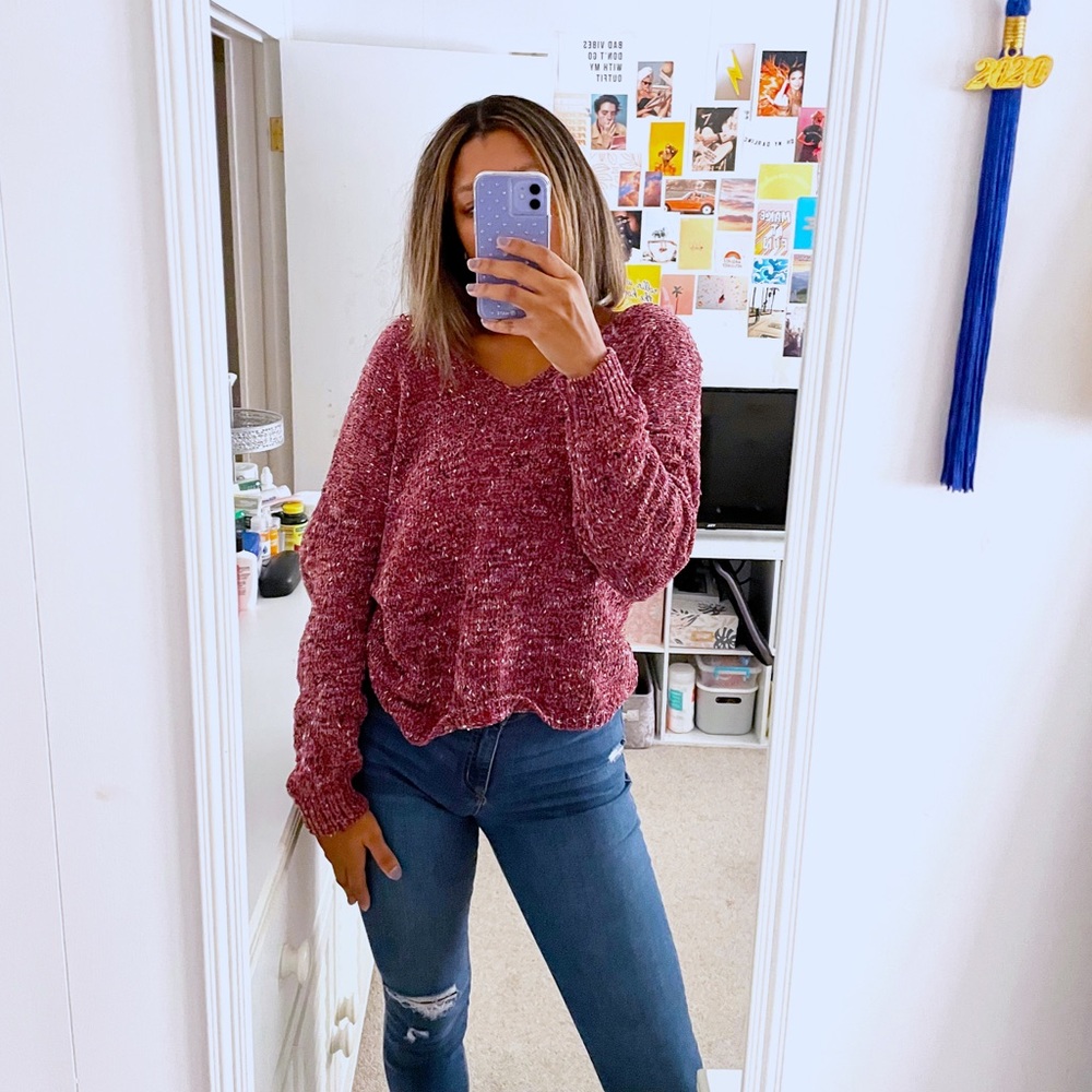 NWT Francesca's Knit Twisted Back Sweater